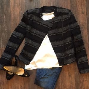 BCBGMAXAZRIA Jaison Fringe Moto Jacket